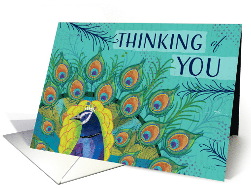 Thinking of You Colorful Peacock Collage Bookmark card (1907682)