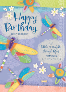 Customizable Happy Birthday Bookmark with Dragonflies and Flowers