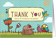 Customizable Thank You with Snail Flowers Ladybug Outdoors card