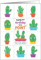 Birthday Cactus Cute Cartoon Matching Game Activity card