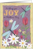Mothers Day Wishing You Joy with Flowers and Dragonfly Bookmark card