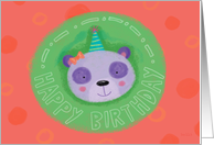 Happy Birthday For Girl Panda with Party Hat card