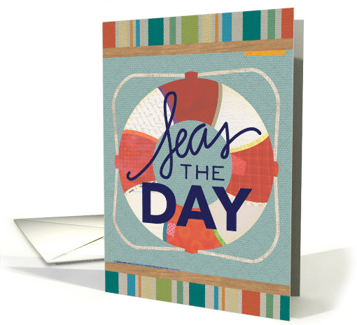 Encouragement Seas the Day Nautical Life Preserver Ring Collage card