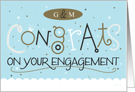 Customizable Engagement Congrats with Monogram Initials Fun Lettering card