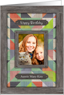 Customizable Birthday Rustic Barn Wood Effect Quilt Pattern card
