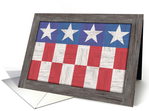 Blank Patriotic Geometric Red White and Blue Rustic Barn... (1909820)