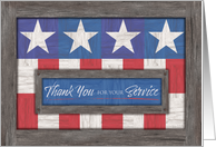 Thank You For Your Service Patriotic Red White and Blue Rustic card