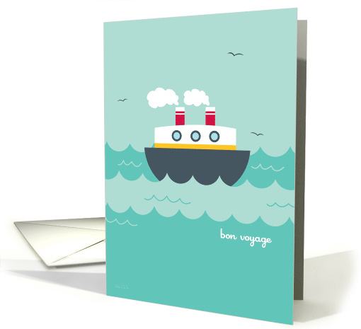 Bon Voyage Boat Cruise Ship on the Ocean card (1910510)