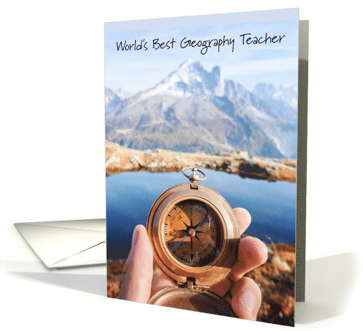 Geography Teacher Thank You with Mountain and Compass card (1905084)