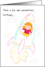 Birthday Girl in Space Rocket Adventure card