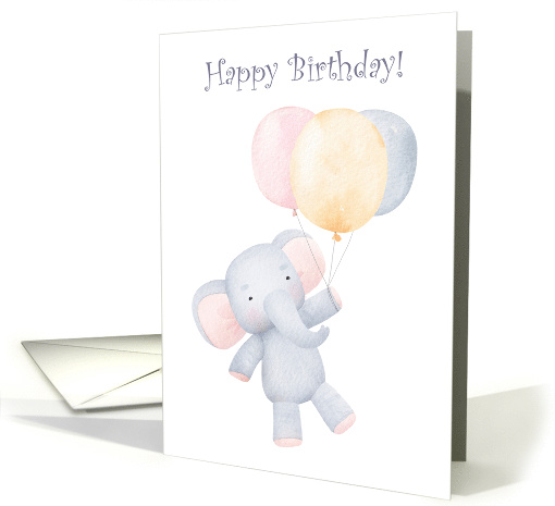 Cute Elephant with Birthday Balloons card (1907200)