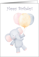 Cute Elephant with Birthday Balloons card