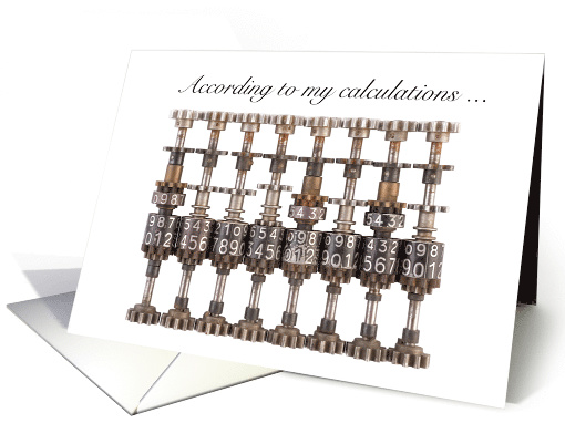 Cogs and Gears Funny Birthday Age Calculations card (1907230)