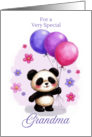 Grandma Birthday with Adorable Panda and Pastel Balloons card