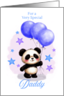 Daddy Birthday with Cute Panda and Blue Balloons card