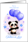 Father in Law Birthday with Cute Panda and Blue Balloons card