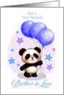 Brother in Law Birthday with Cute Panda and Blue Balloons card