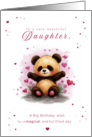 Daughter Birthday Cute Panda with Pink Hearts card