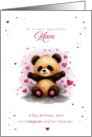 Mam Birthday with Cute Panda and Pink Hearts card