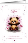 Mum Birthday with Cute Panda and Pink Hearts card