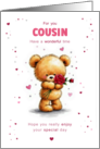 Cute Bear with Rose Sweet and Loving Birthday for Cousin card