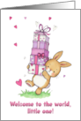 Congratulations on Your Baby Girl with Bunny and Gifts card
