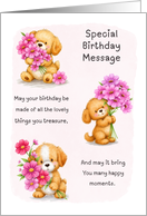 For Someone Special Birthday with Cute Puppies and Pink Flowers card