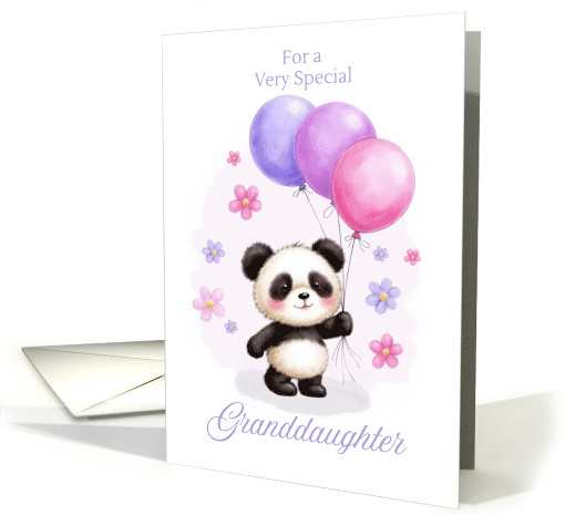 Granddaughter Birthday with Adorable Panda and Pastel Balloons card