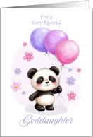 Goddaughter Birthday with Adorable Panda and Pastel Balloons card
