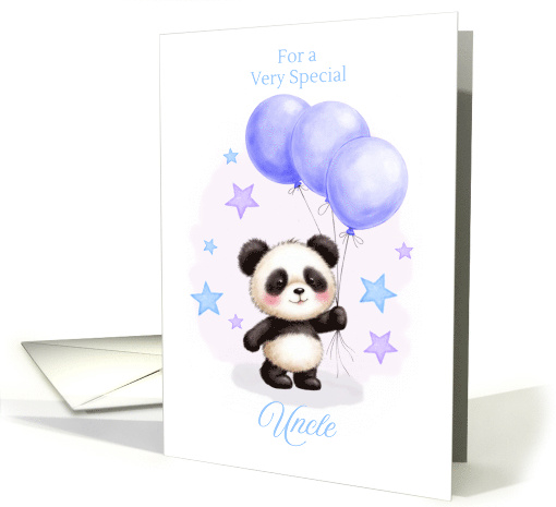 Uncle Birthday with Cute Panda and Blue Balloons card (1913376)