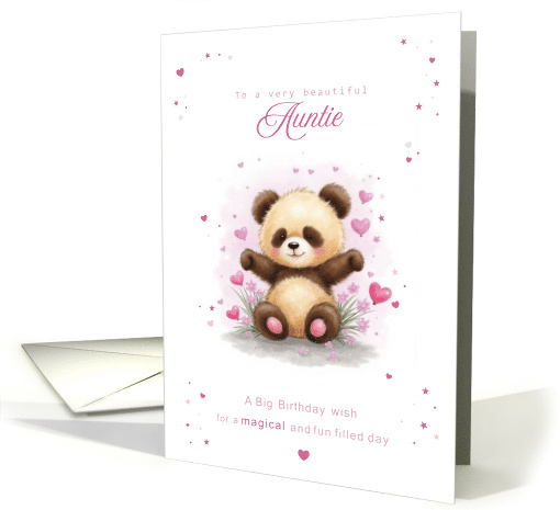 Auntie Birthday with Cute Panda and Pink Hearts card (1916170)