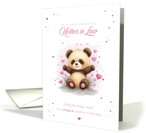 Mother in Law Birthday with Cute Panda and Pink Hearts card (1916182)