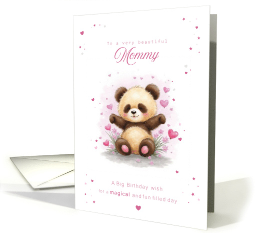 Mommy Birthday with Cute Panda and Pink Hearts card (1916186)