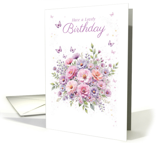 Birthday with Violet and Blush Watercolor Flower Art card (1916470)
