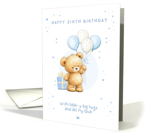 Sixth Birthday Bear with Balloons for Boy Blue card (1920756)