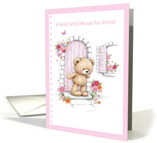 A Sweet Little Miracle Has Arrived Baby Girl Congratulations card