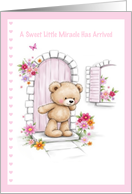 A Sweet Little Miracle Has Arrived Baby Girl Congratulations card
