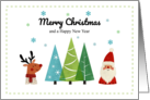 Whimsical Santa and Reindeer Holiday card