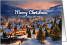 Enchanted Twilight Christmas Village in the Mountains card