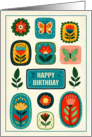 Whimsical Folk Floral and Butterfly Birthday Elements card