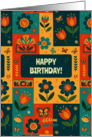 Retro Scandinavian Floral Birthday card