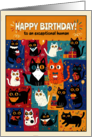 Happy Birthday to an Exceptional Human Large Group of Cats Party card