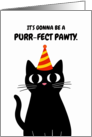 Purrfect Pawty Black Cat Birthday Greeting card