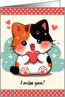 Heart Holding Kitten Illustration card