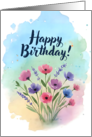 Artistic Watercolor Wildflower Happy Birthday card