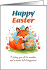 Watercolor Easter Fox Painting Egg Greeting card