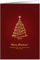 Golden Christmas Tree with Stars and Ornaments card