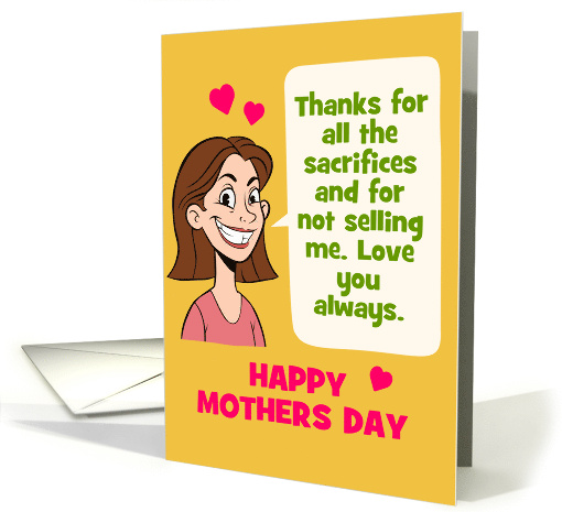 For Mom from Daughter. Mother's Day Funny Cartoon Style card (1921614)
