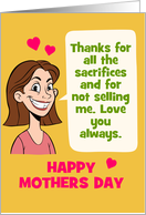 For Mom from Daughter. Mother’s Day Funny Cartoon Style card