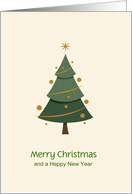 Paper Cut Christmas Tree with Golden Ornaments card